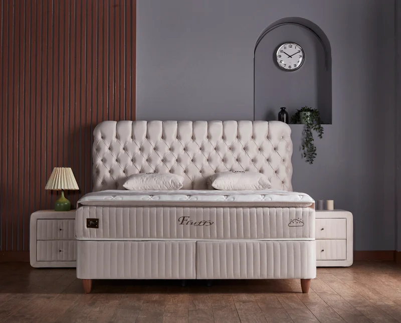 BSS FLUFFY Boxspringbett Set| Matratze H3 | Box und Kopfteil