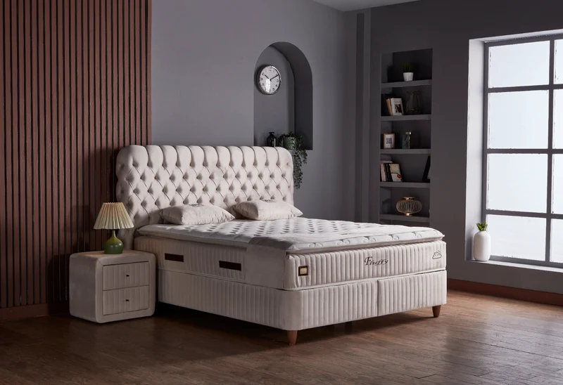 BSS FLUFFY Boxspringbett Set| Matratze H3 | Box und Kopfteil