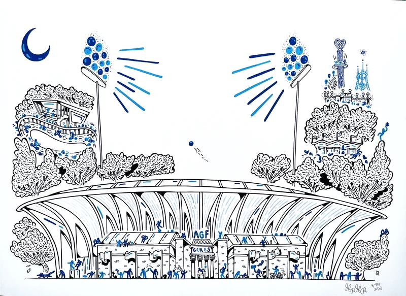 Allerede en bestseller - Over 190 stk. solgt! Aarhus Stadion - 50x70 cm ⚽️