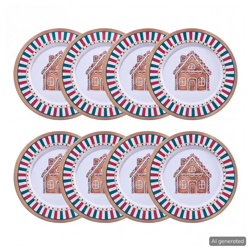 XMAS Metallteller Lebkuchenhaus 8er-Set