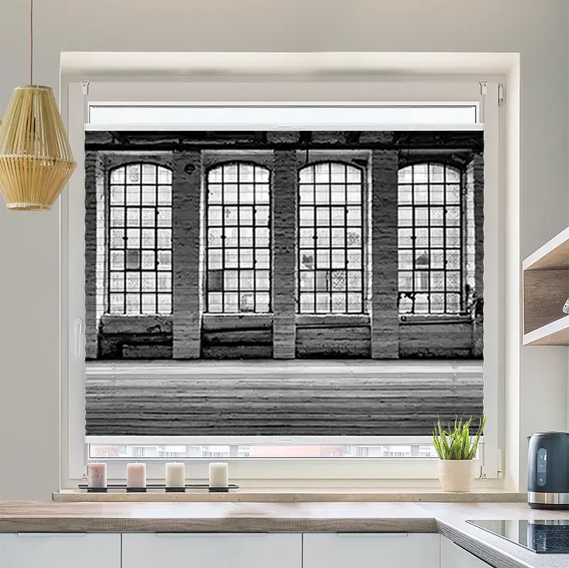 Wabenplissee Motiv "Alte Fabrikfenster"