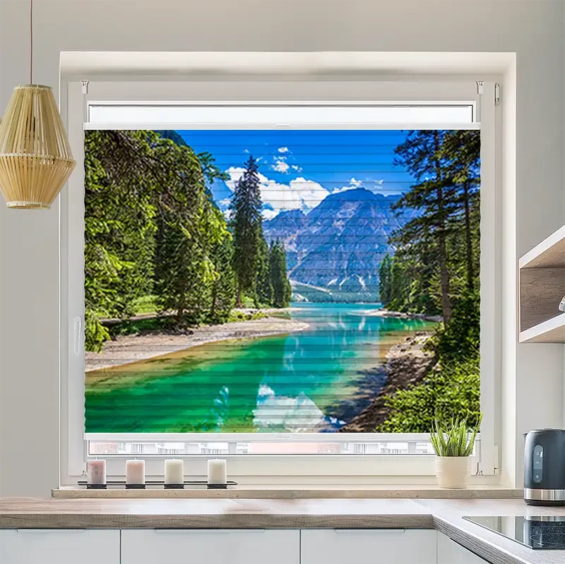 Wabenplissee Motiv "Pragser Wildsee"