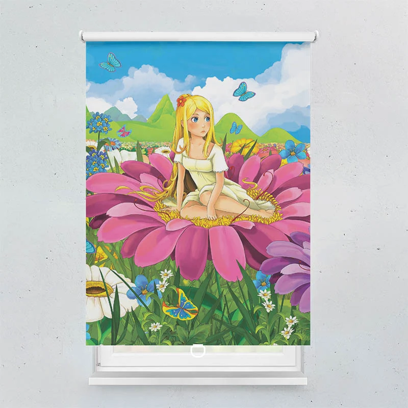 Springrollo Motiv "M%C3%A4Dchen auf einer Blume"