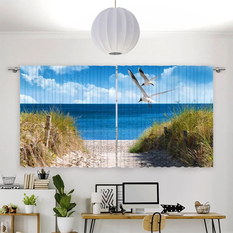 Vorhang Motiv "Duene Meer Moewen"