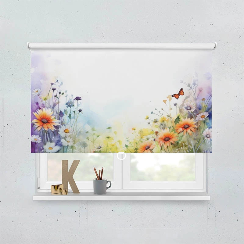 Springrollo Motiv "Wildblumen mit Schmetterling"