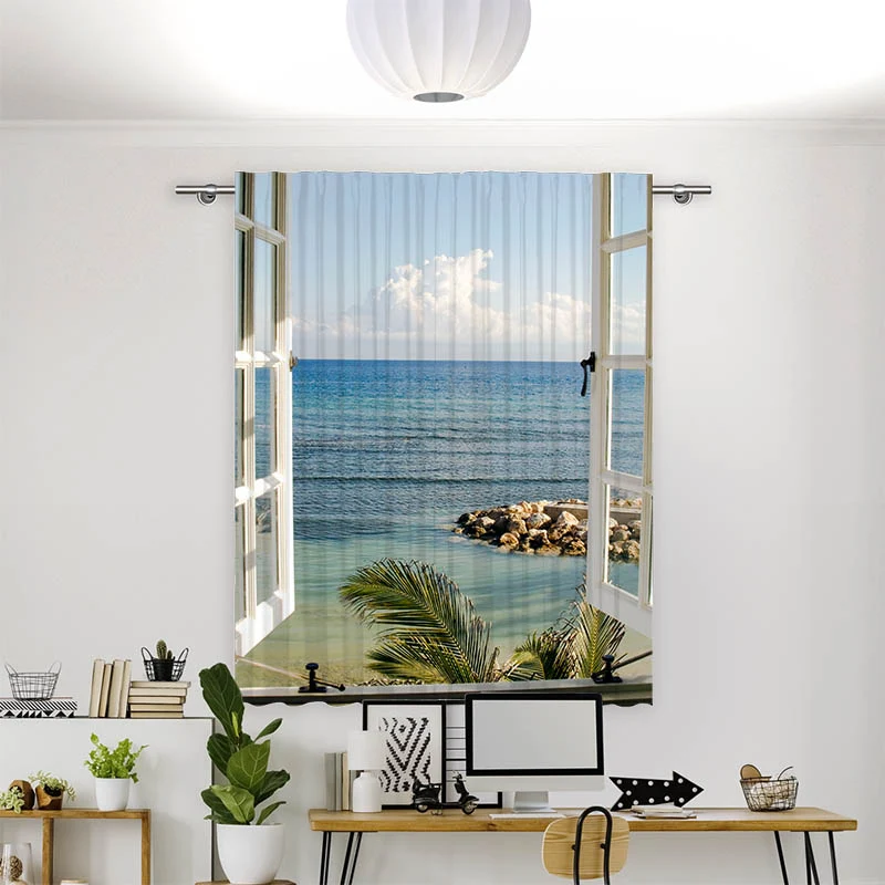 Vorhang Motiv "Fenster Meerblick"