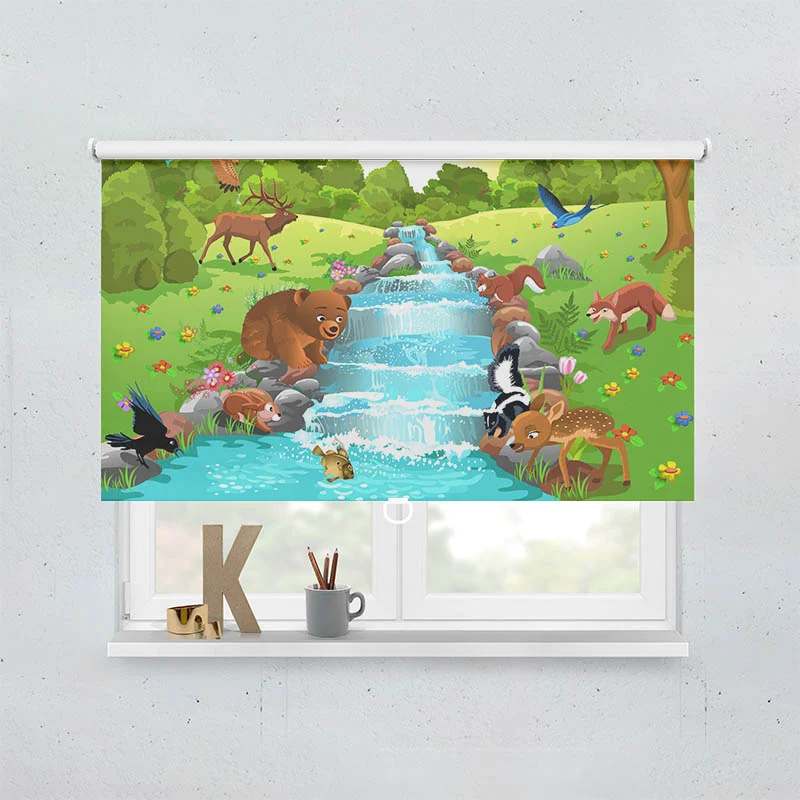 Springrollo Motiv "Tiere am Fluss"