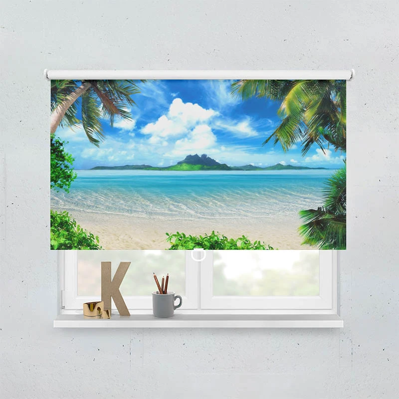 Springrollo Motiv "Palmen Insel Meer"
