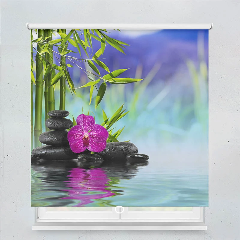 Springrollo Motiv "Spa Orchidee Steine"