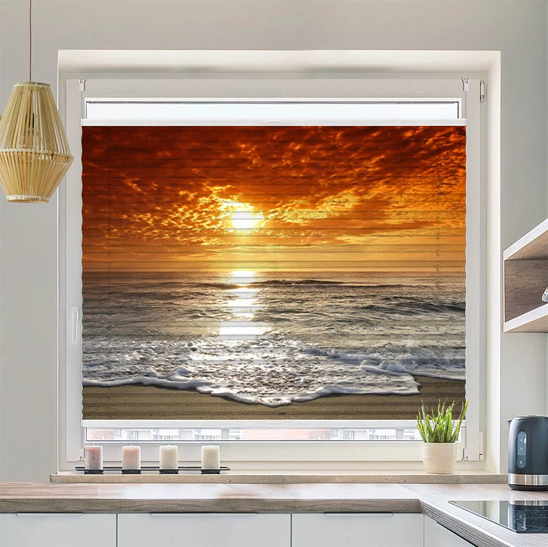 Wabenplissee Motiv "Meer Sonnenuntergang"