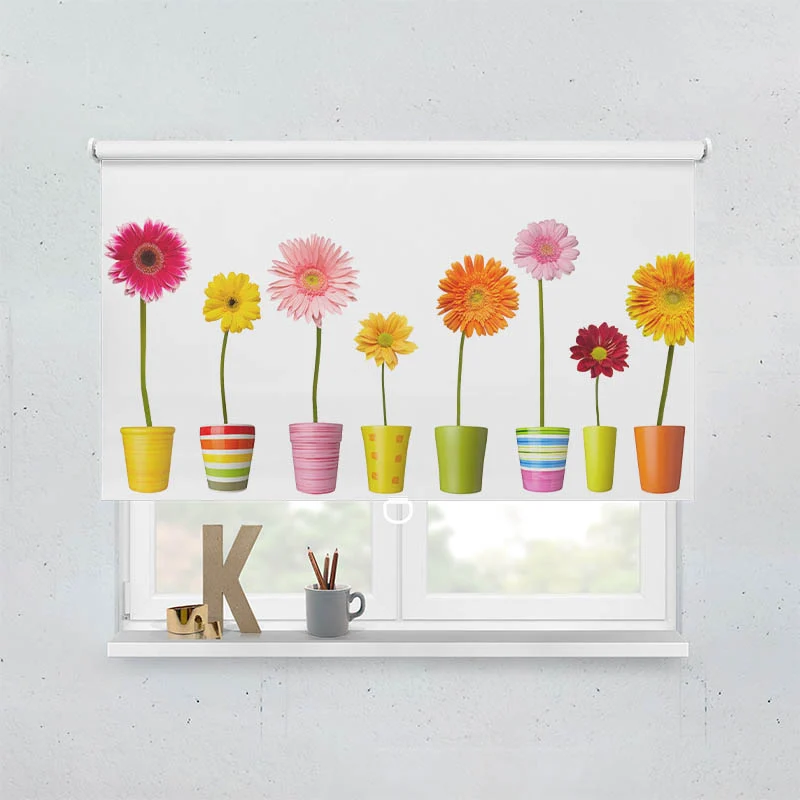 Springrollo Motiv "Bunte Topfblumen"