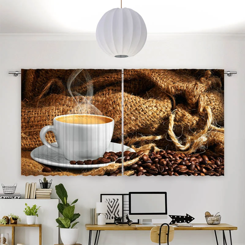 Vorhang Motiv "Kaffeetasse Bohnen"