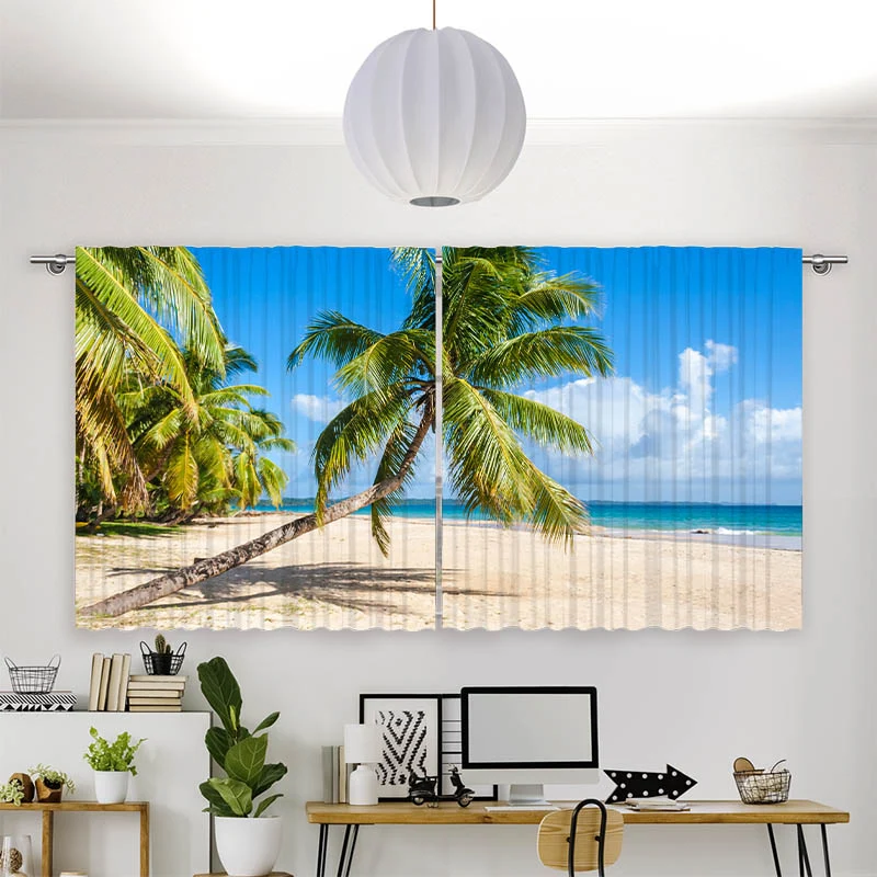 Vorhang Motiv "Palme Meer Urlaub"