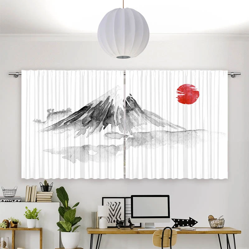 Vorhang Motiv "Fujiyama Zeichnung Asiatisch"