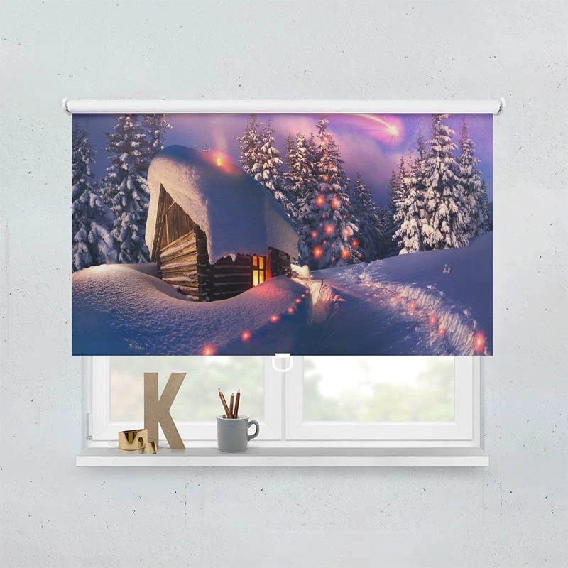 Springrollo Motiv "Schneehuette Winterlandschaft"