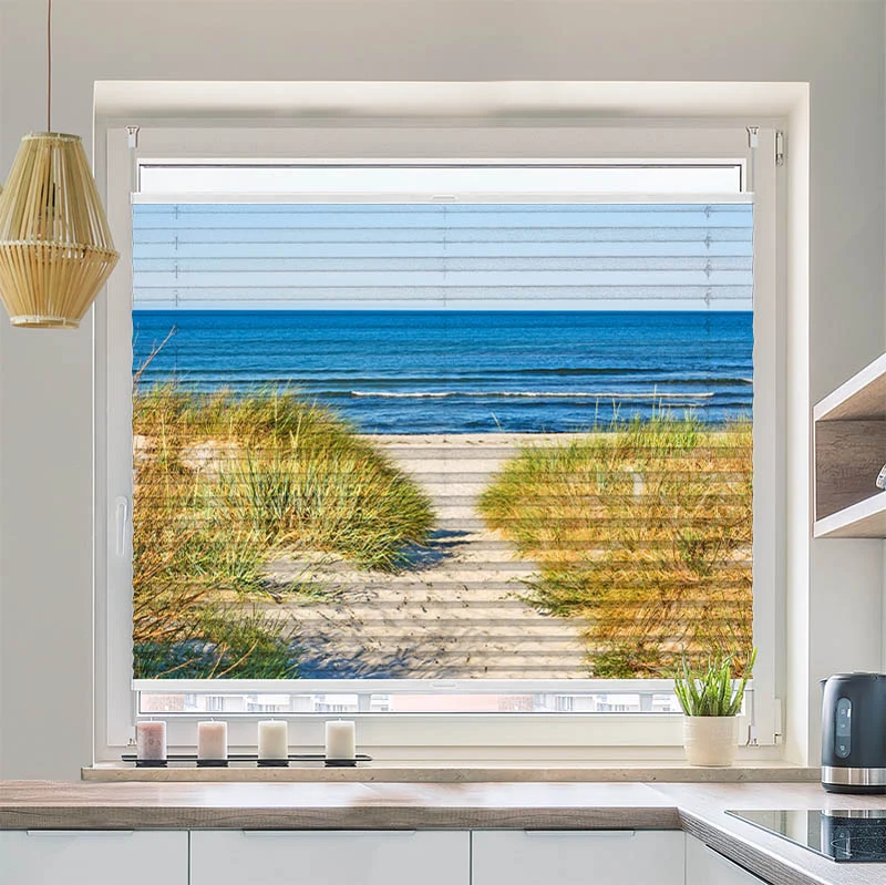 Wabenplissee Motiv "Duene Meer Ostsee"