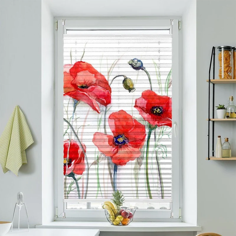 Wabenplissee Motiv "Mohnblumen Gemaelde"