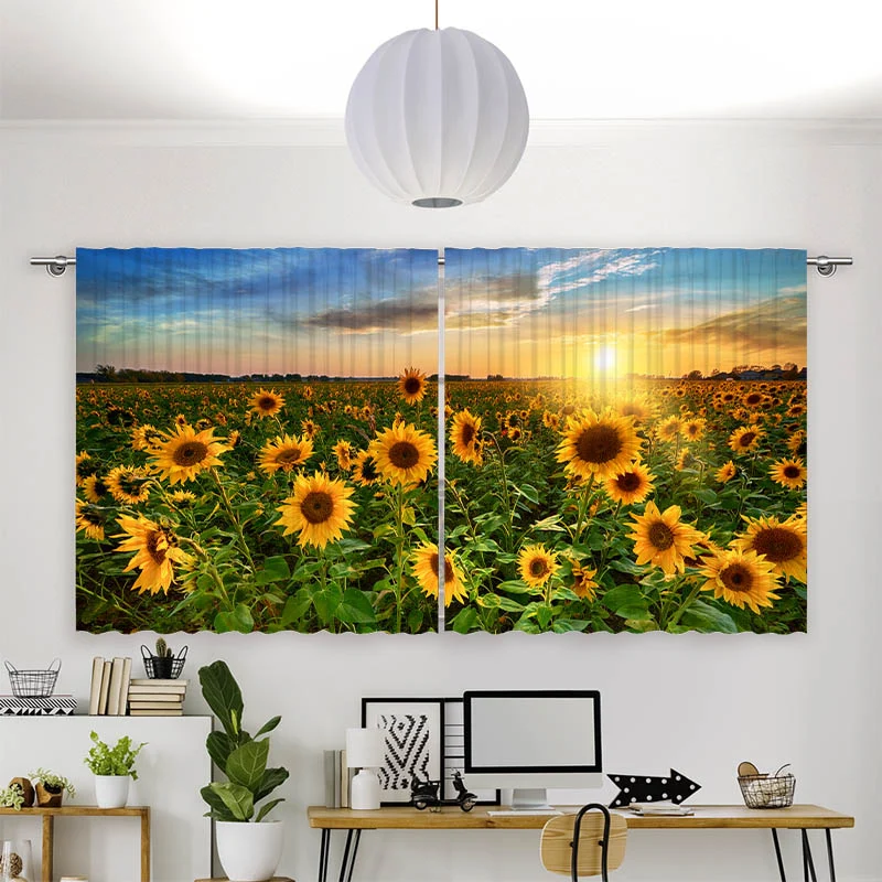 Vorhang Motiv "Sonnenblumenfeld Sonnenaufgang"
