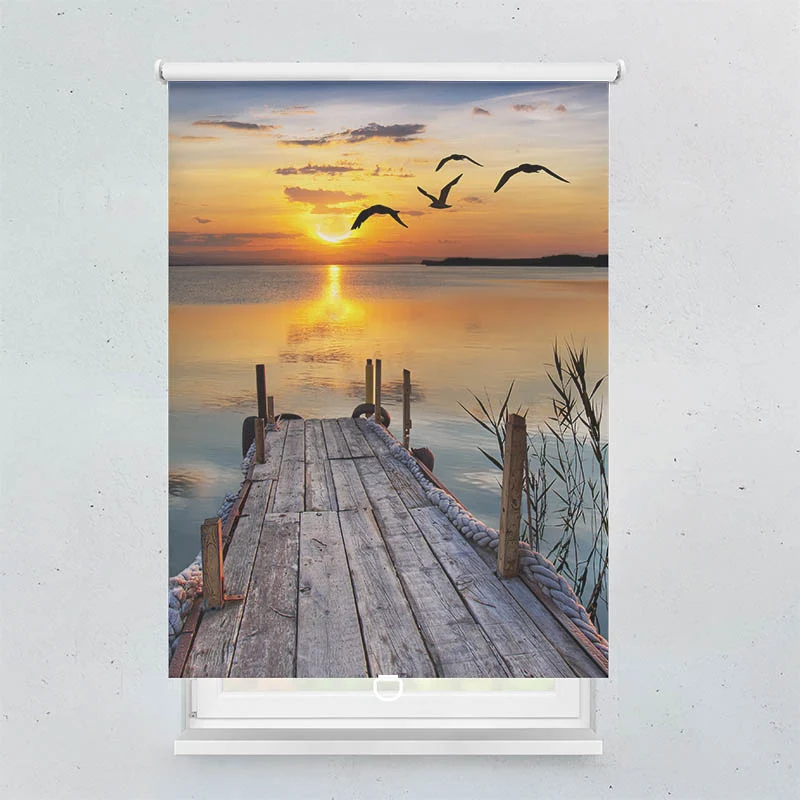 Springrollo Motiv "See Steg Sonnenuntergang"