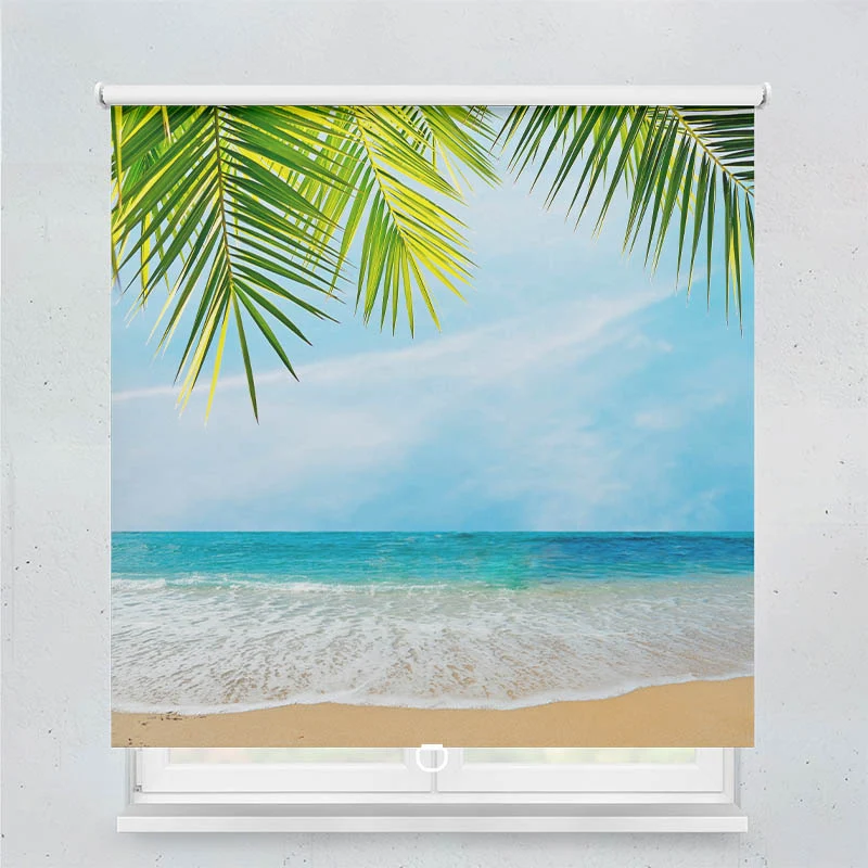 Springrollo Motiv "Palmenblaetter Meer"