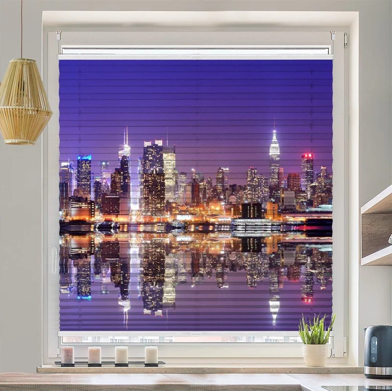 Wabenplissee Motiv "Skyline Manhatten Nacht"