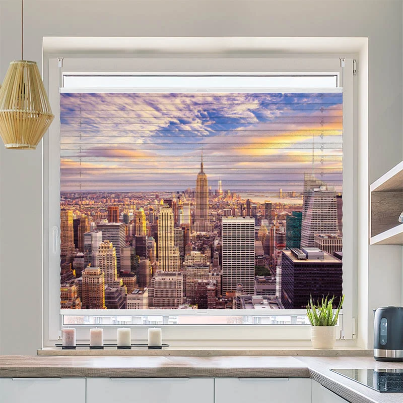 Wabenplissee Motiv "Sunset New York City Skyline"