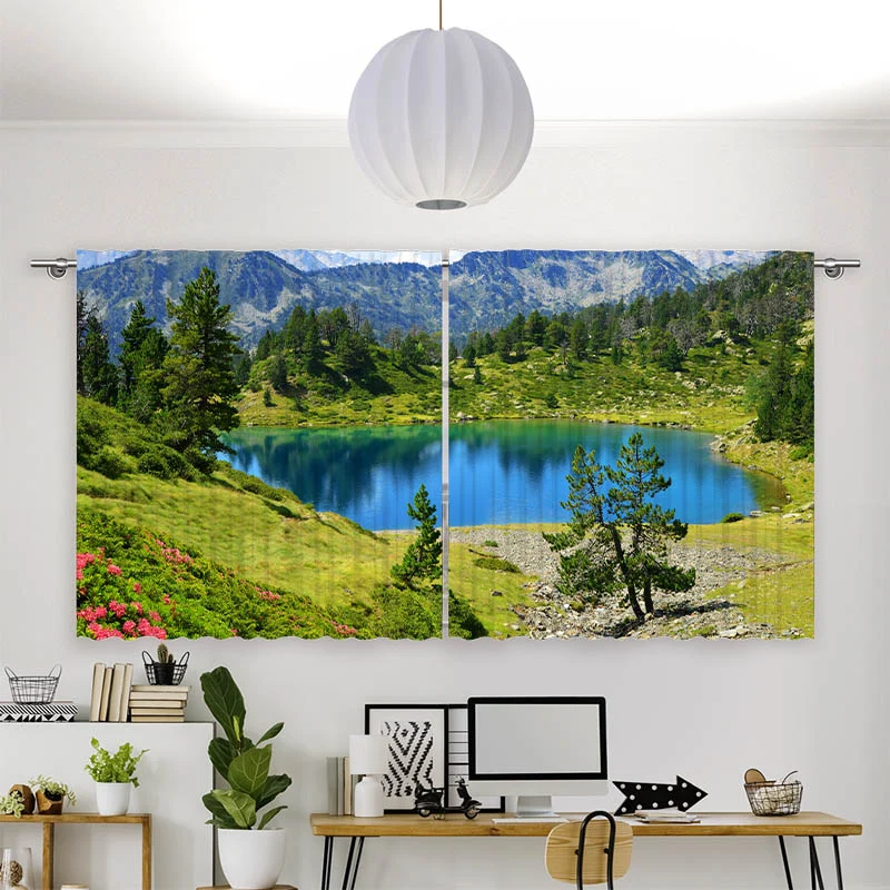 Vorhang Motiv "Berglandschaft mit See"