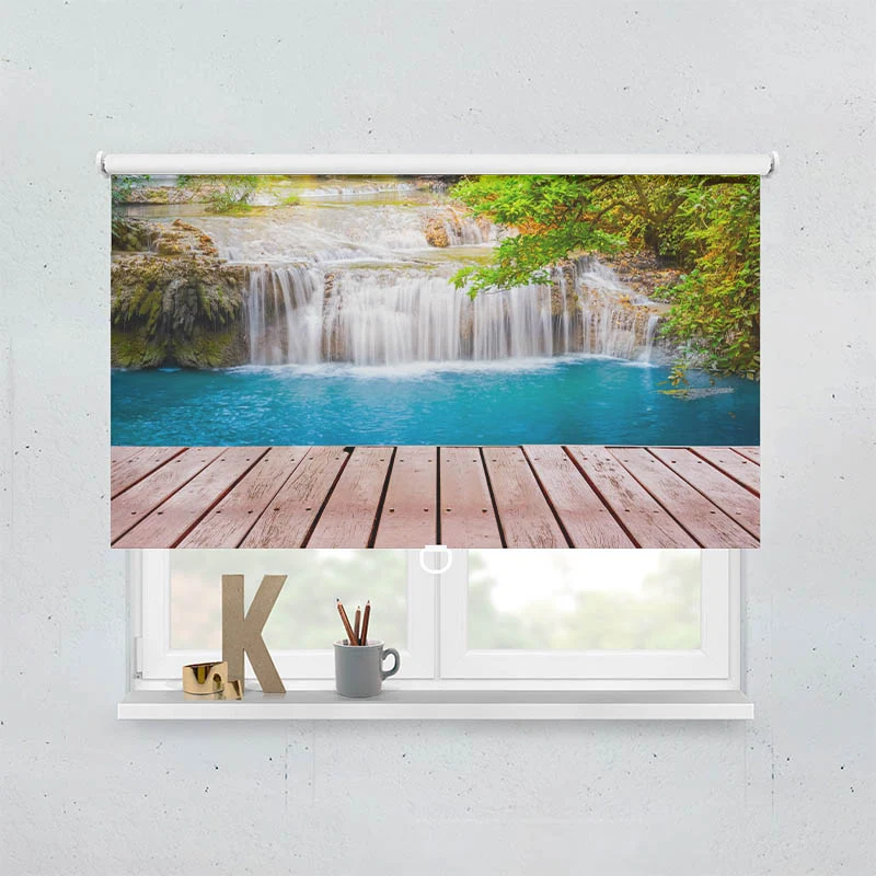 Springrollo Motiv "Wald Wasserfall Steg"