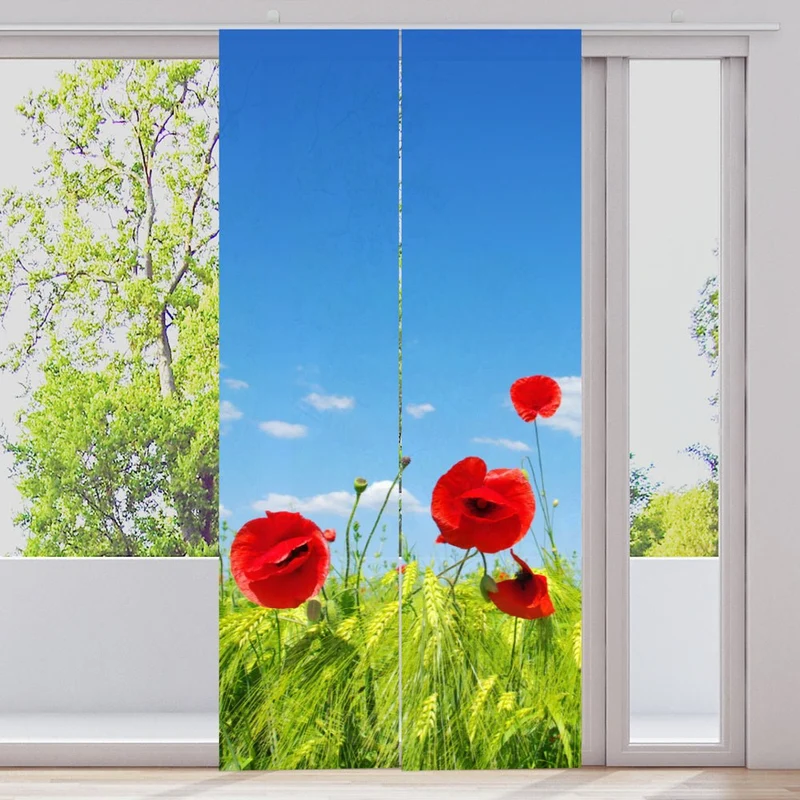 Schiebegardine Motiv "Mohnblumen Wiese"