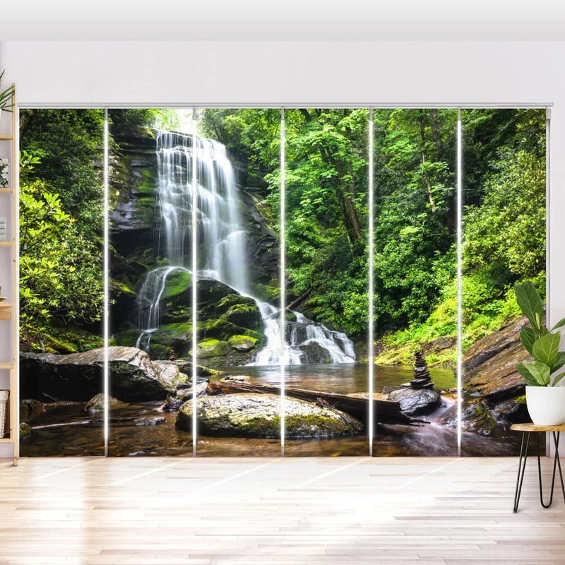 Schiebegardine Motiv "Wasserfall Zen Stones"