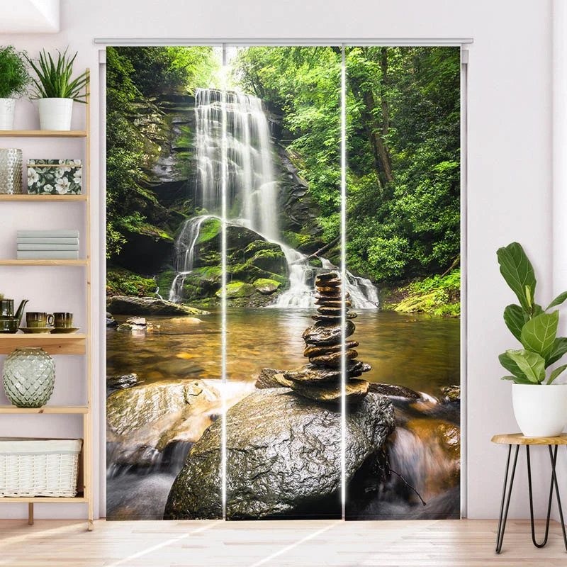Schiebegardine Motiv "Wasserfall Zen Stones"