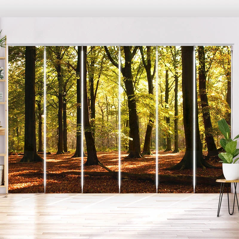 Schiebegardine Motiv "Wald Sonnenstrahlen"