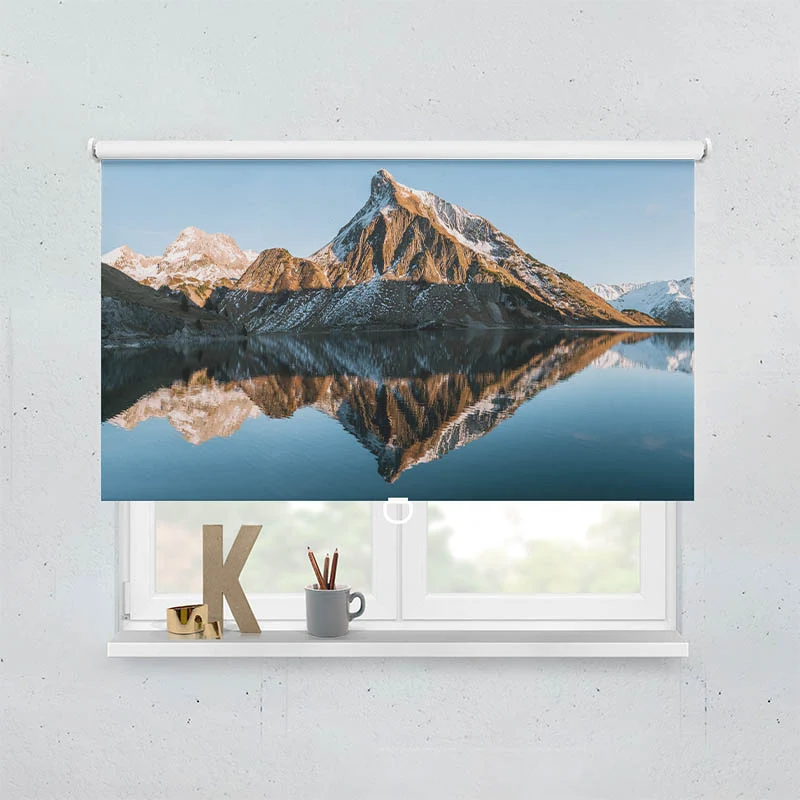 Springrollo Motiv "Sonnenuntergang am Bergsee"