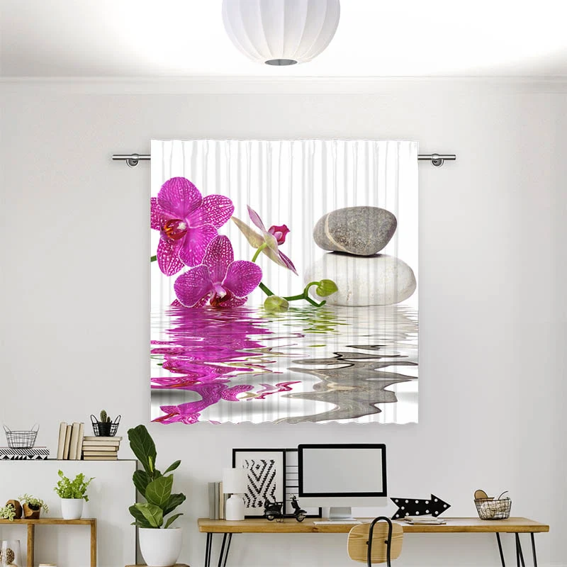 Vorhang Motiv "Wasser Orchidee Steine"
