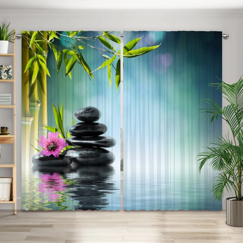Vorhang Motiv "Black Stones Wellnes"