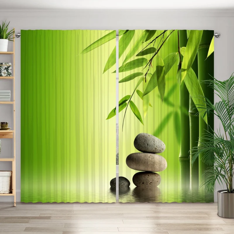 Vorhang Motiv "Wellness Steine Bambus"