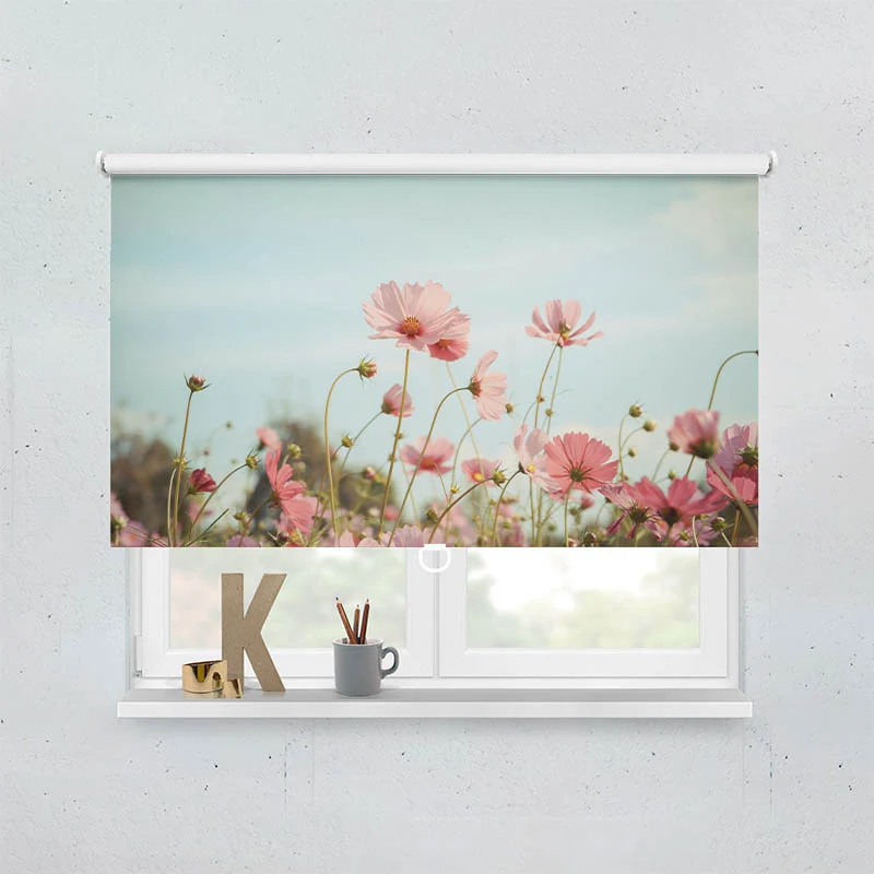 Springrollo Motiv "Kosmeen Blumenwiese Rosa Blumen"