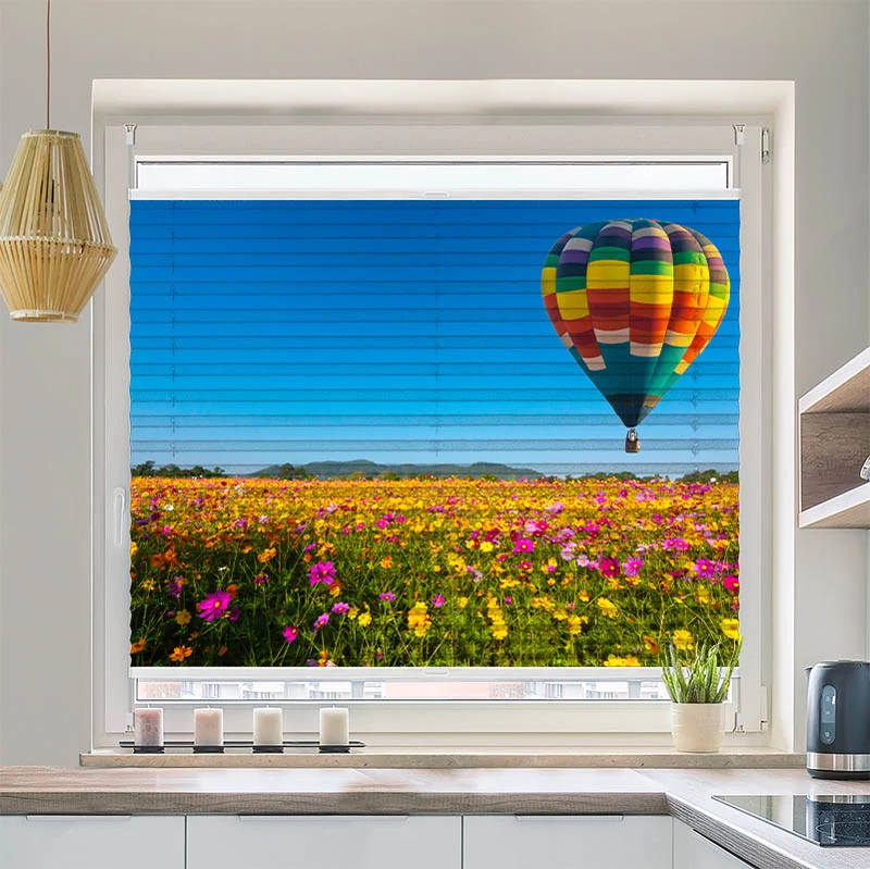 Wabenplissee Motiv "Blumenwiese Ballon"