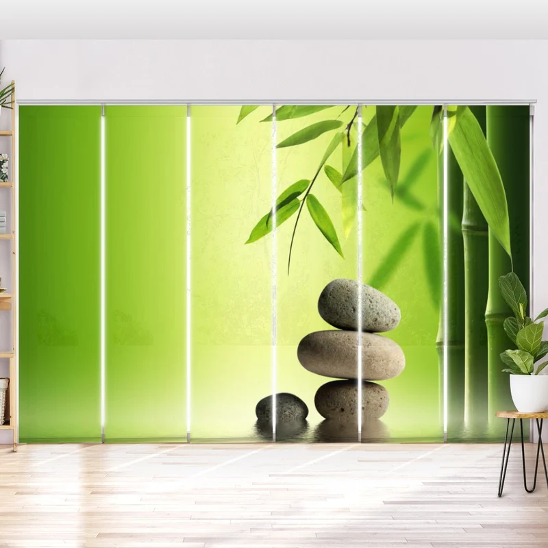 Schiebegardine Motiv "Wellness Steine Bambus"