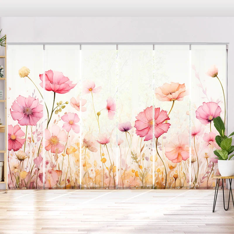 Schiebegardine Motiv "Aquarell Rosen und Mohn"