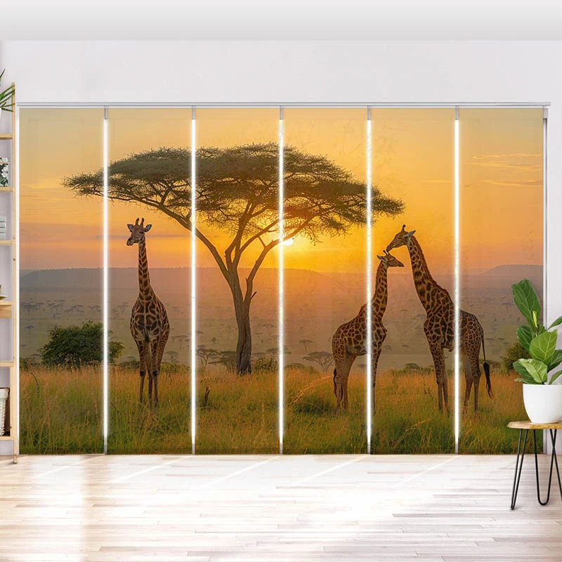 Schiebegardine Motiv "Afrika Giraffen Savanne"