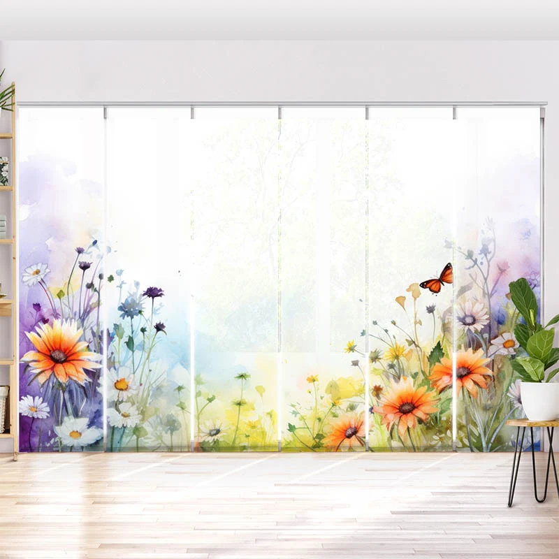 Schiebegardine Motiv "Wildblumen mit Schmetterling"
