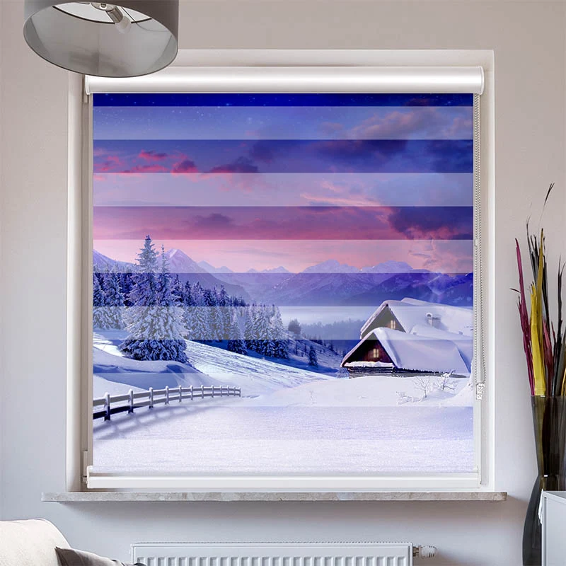 Doppelrollo mit Kassette "Winterlandschaft"