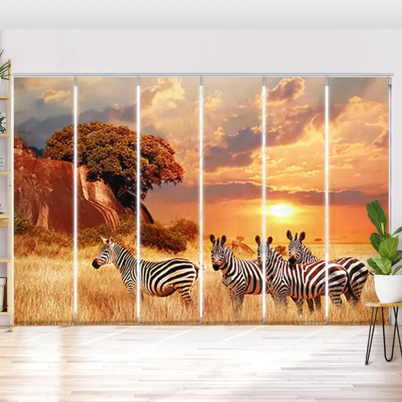 Schiebegardine Motiv "Zebras in Afrikas Savanne"