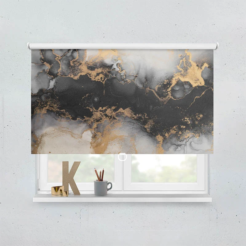 Springrollo Motiv "Abstrakt Marmor Schwarz Gold"