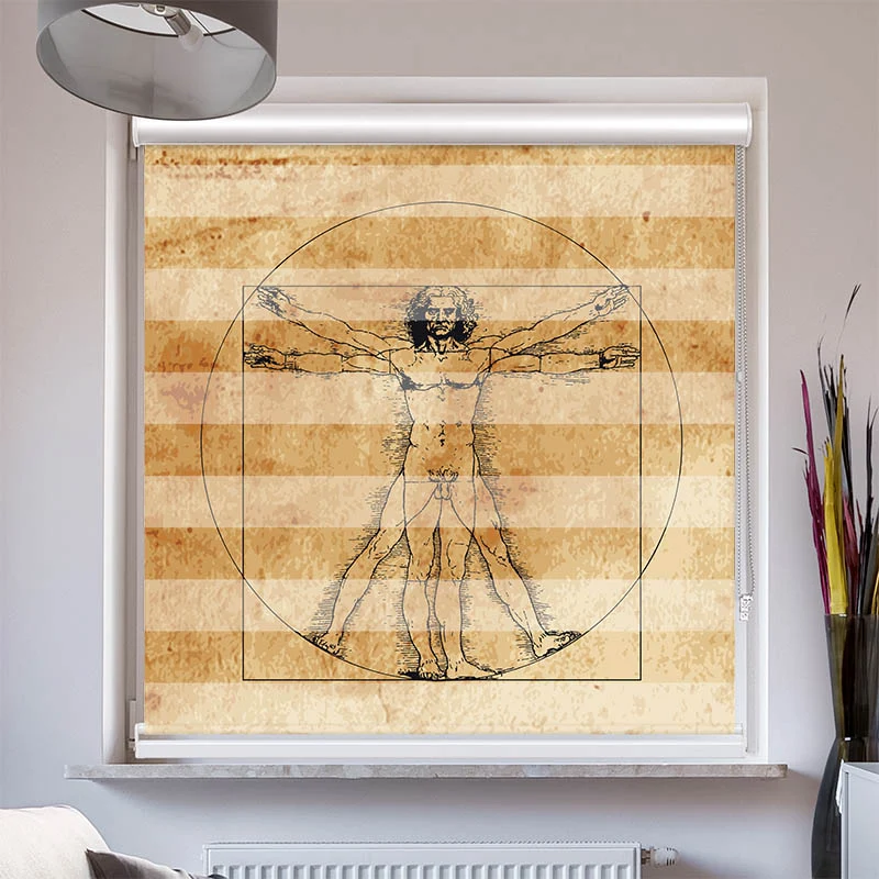 Doppelrollo mit Kassette "Vintage Vitruvian Man"