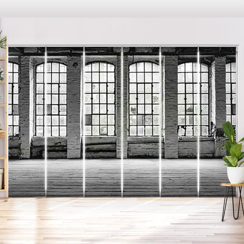 Schiebegardine Motiv "Alte Fabrikfenster"