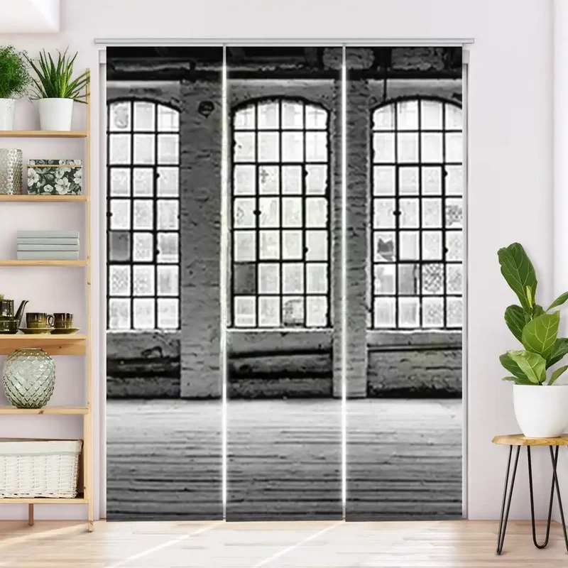 Schiebegardine Motiv "Alte Fabrikfenster"