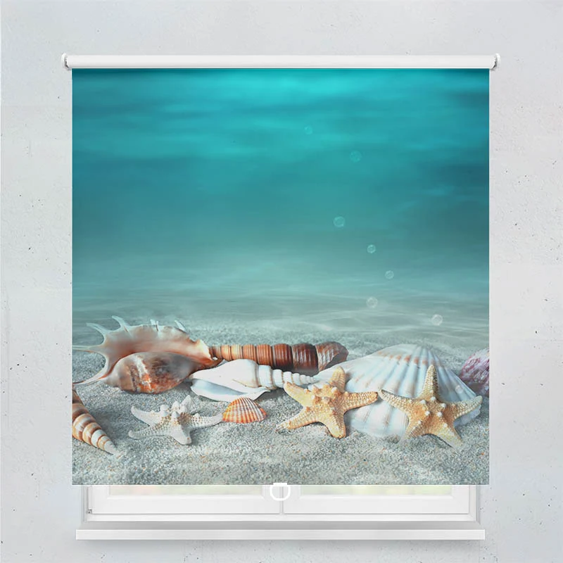 Springrollo Motiv "Muschel und Seestern am Strand"