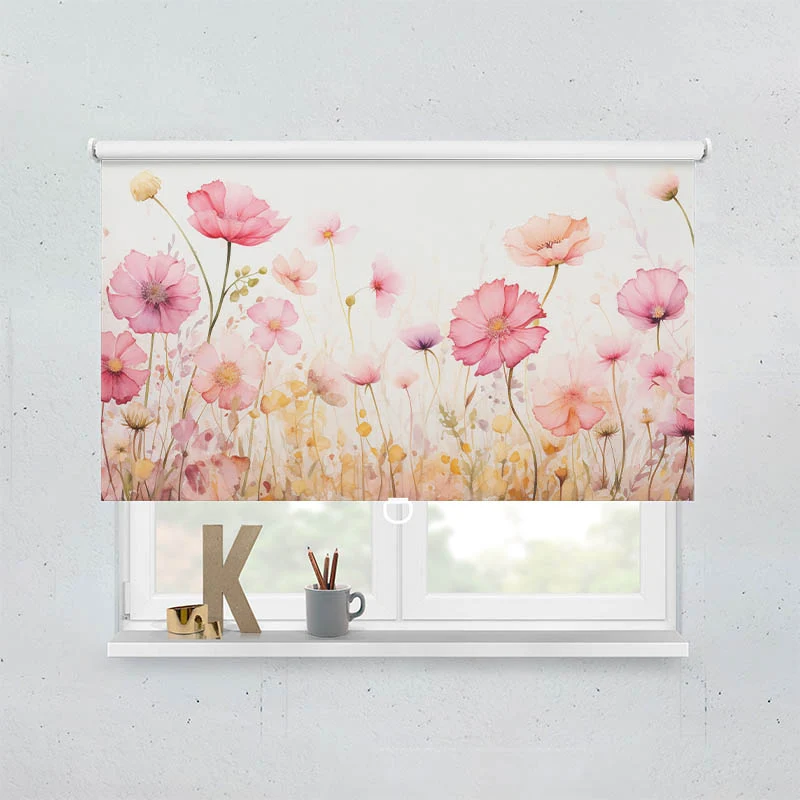Springrollo Motiv "Aquarell Rosen und Mohn"